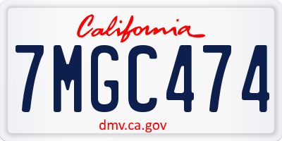 CA license plate 7MGC474