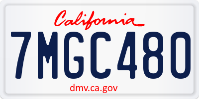 CA license plate 7MGC480