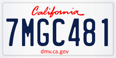 CA license plate 7MGC481