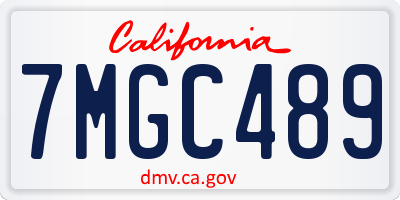 CA license plate 7MGC489