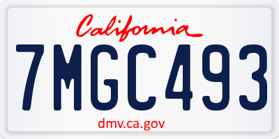 CA license plate 7MGC493