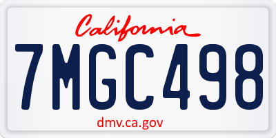 CA license plate 7MGC498