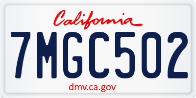 CA license plate 7MGC502