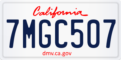 CA license plate 7MGC507