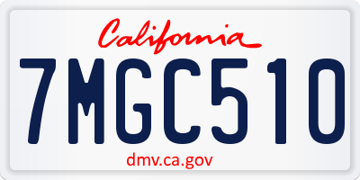 CA license plate 7MGC510