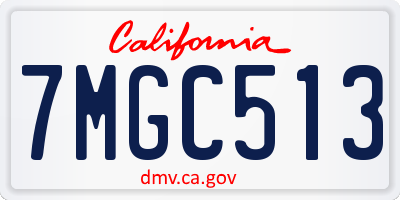 CA license plate 7MGC513