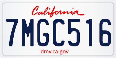 CA license plate 7MGC516