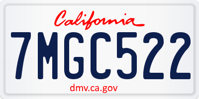 CA license plate 7MGC522