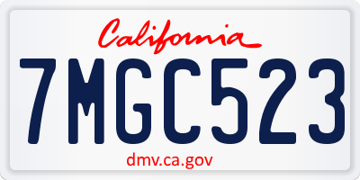 CA license plate 7MGC523