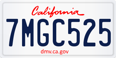 CA license plate 7MGC525