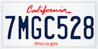 CA license plate 7MGC528