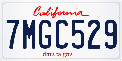 CA license plate 7MGC529
