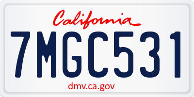 CA license plate 7MGC531