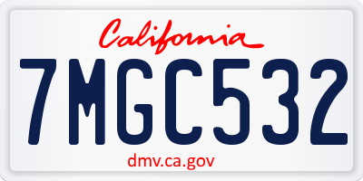 CA license plate 7MGC532