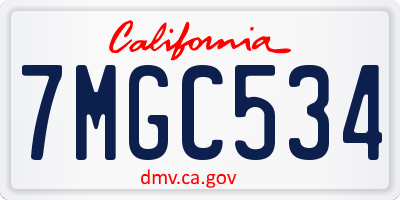 CA license plate 7MGC534