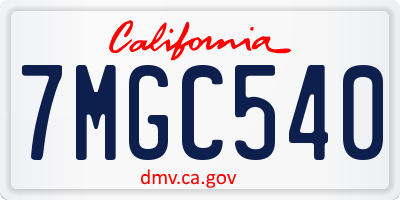 CA license plate 7MGC540