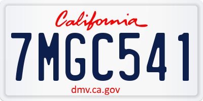 CA license plate 7MGC541