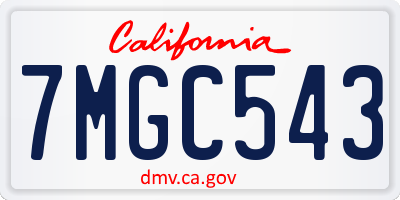 CA license plate 7MGC543