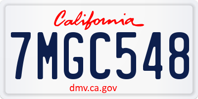 CA license plate 7MGC548