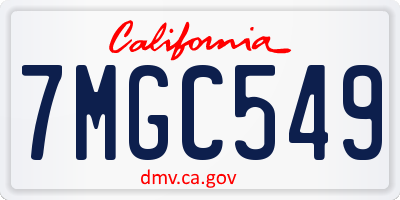 CA license plate 7MGC549