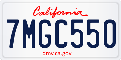 CA license plate 7MGC550