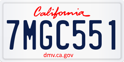 CA license plate 7MGC551