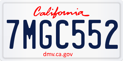 CA license plate 7MGC552