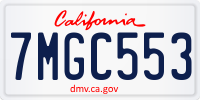 CA license plate 7MGC553