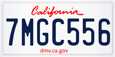 CA license plate 7MGC556