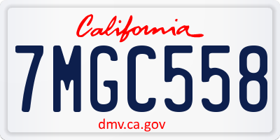 CA license plate 7MGC558