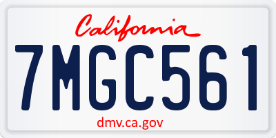 CA license plate 7MGC561