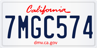 CA license plate 7MGC574