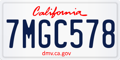 CA license plate 7MGC578