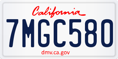 CA license plate 7MGC580