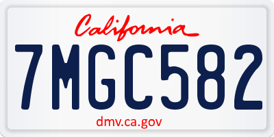 CA license plate 7MGC582