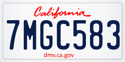 CA license plate 7MGC583