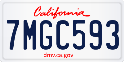 CA license plate 7MGC593