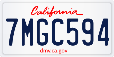 CA license plate 7MGC594