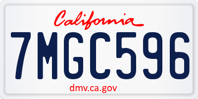CA license plate 7MGC596