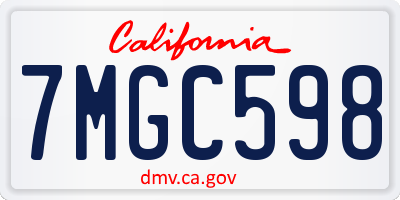 CA license plate 7MGC598