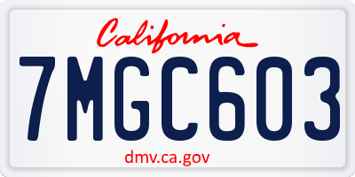 CA license plate 7MGC603