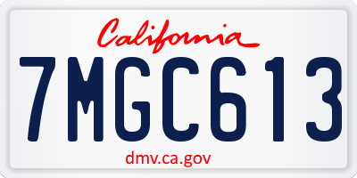 CA license plate 7MGC613