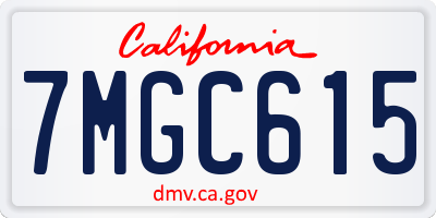 CA license plate 7MGC615