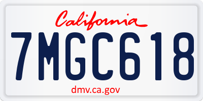 CA license plate 7MGC618