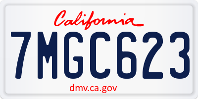CA license plate 7MGC623