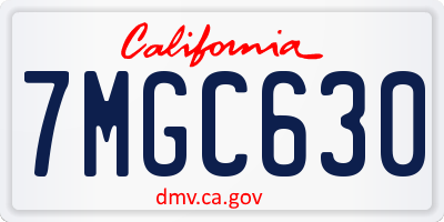 CA license plate 7MGC630