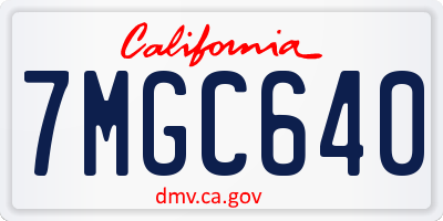 CA license plate 7MGC640