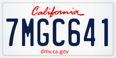 CA license plate 7MGC641