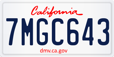 CA license plate 7MGC643