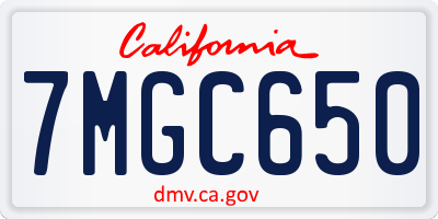 CA license plate 7MGC650